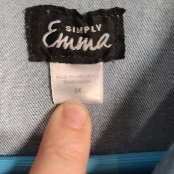 Simply Emma Women's Light Blue Jean Jacket Size 2X - Picture 5 of 14